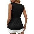 thumbnail image 4 of Black Tshirts for Women V Neck Tank Tops for Women Front Sleeveless Tops Flowy Peplum Shirts Casual Elegant Top Vacation Shirt Summer Tank Tops for Women 2025, 4 of 6