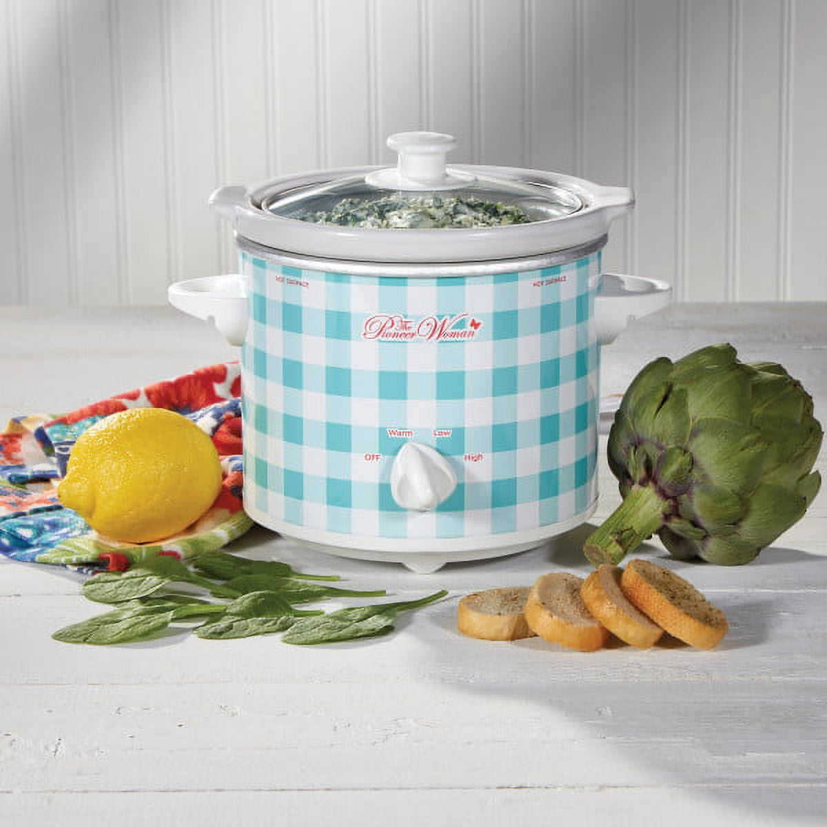 The Pioneer Woman Slow Cooker 1.5 Quart Twin Pack, Breezy Blossom and Teal  Gingham, 33018