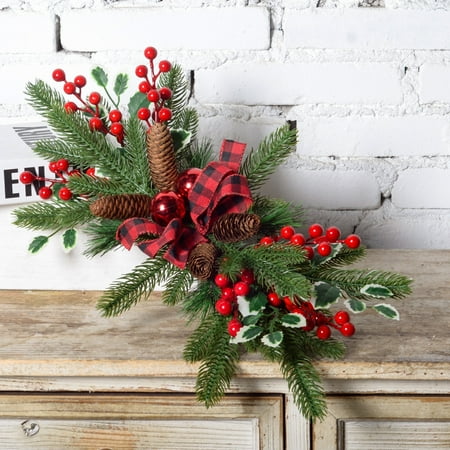 

Menrkoo Christmas Decorative Garland Wall Hanging Simulated Green Plants Home Lintel Wall Hanging Festive Felling Arrangement red Free Size