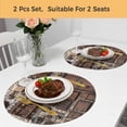 thumbnail image 4 of Rustic Antique Round Placemats Set of 2 Medieval Historical Wooden Vintage Place Mats Indoor Woven Table Mats Washable Heat-Resistance Braided Dining Table Placemats for Kitchen Party Decor 13 Inch, 4 of 7