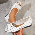 thumbnail image 4 of Wensltd Women's Shoes Peep Toe Ballet Flats Comfy Bow Flat Shoes Walking Spring Summer Daily Solid Color White, 4 of 9