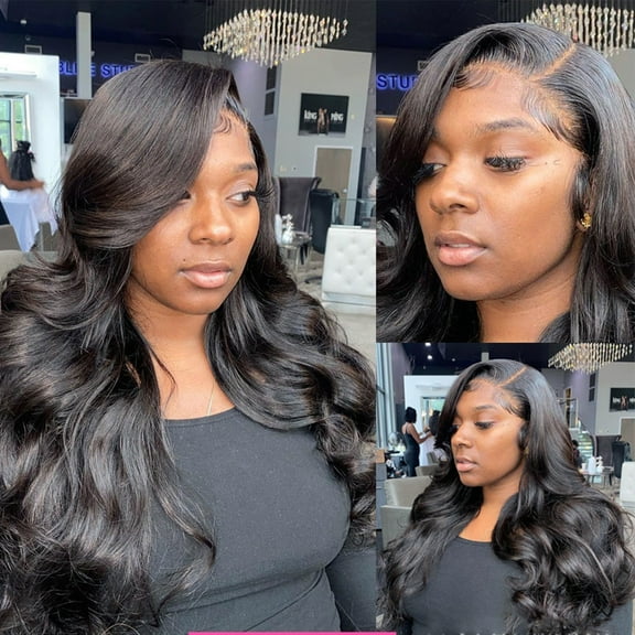 Dengmore Long Wavy Curly Hair Middle Part Wig Fashion Natural Black Wave Wig Heat Resistant Fiber Wig 30 Inch Long Wig For Women Daily Life