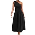 thumbnail image 2 of Mefallenssiah Mode Femmes Été Biais Cou Casual Solide Sans Manches Parti Club Longue Robe, 2 of 7
