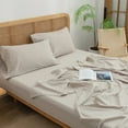 thumbnail image 6 of BESTOUCH Flat Sheet Only 100% Washed Cotton Linen Feel Wrinkle-Free, Fade-Resistant, Stain-Resistant, Bed Top Sheet, Solid Linen Grey Queen, 6 of 6