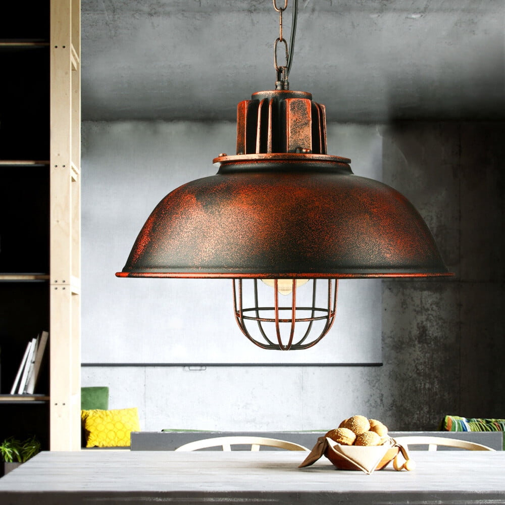 60W Vintage Pendant Light, Industrial Rustic Hanging Ceiling Lamp Fixture for Farmhouse 110V