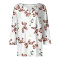 thumbnail image 5 of WTOBBY Women's Floral Print V-Neck 3/4 Sleeve Loose Fit Versatile Blouse Top for Casual Spring Fall Fashion and Everyday Comfortable Outfits,White XL, 5 of 6