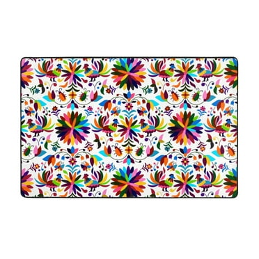 Mexican Bright Style Soft Indoor Outdoor Rug, Washable Rugs for Living Room, Non - Slip Floor Carpert, Bedroom Area Rug for Home
