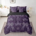 thumbnail image 2 of jejeloiu Kawaii Bow Ribbon 7pcs Bedding Comforter Set,Retro Rustic Flower Queen Bedding Sets,Purple Gray Queen Sheet Sets For Girl,Microfiber Bedroom Decor Reversible, 2 of 8