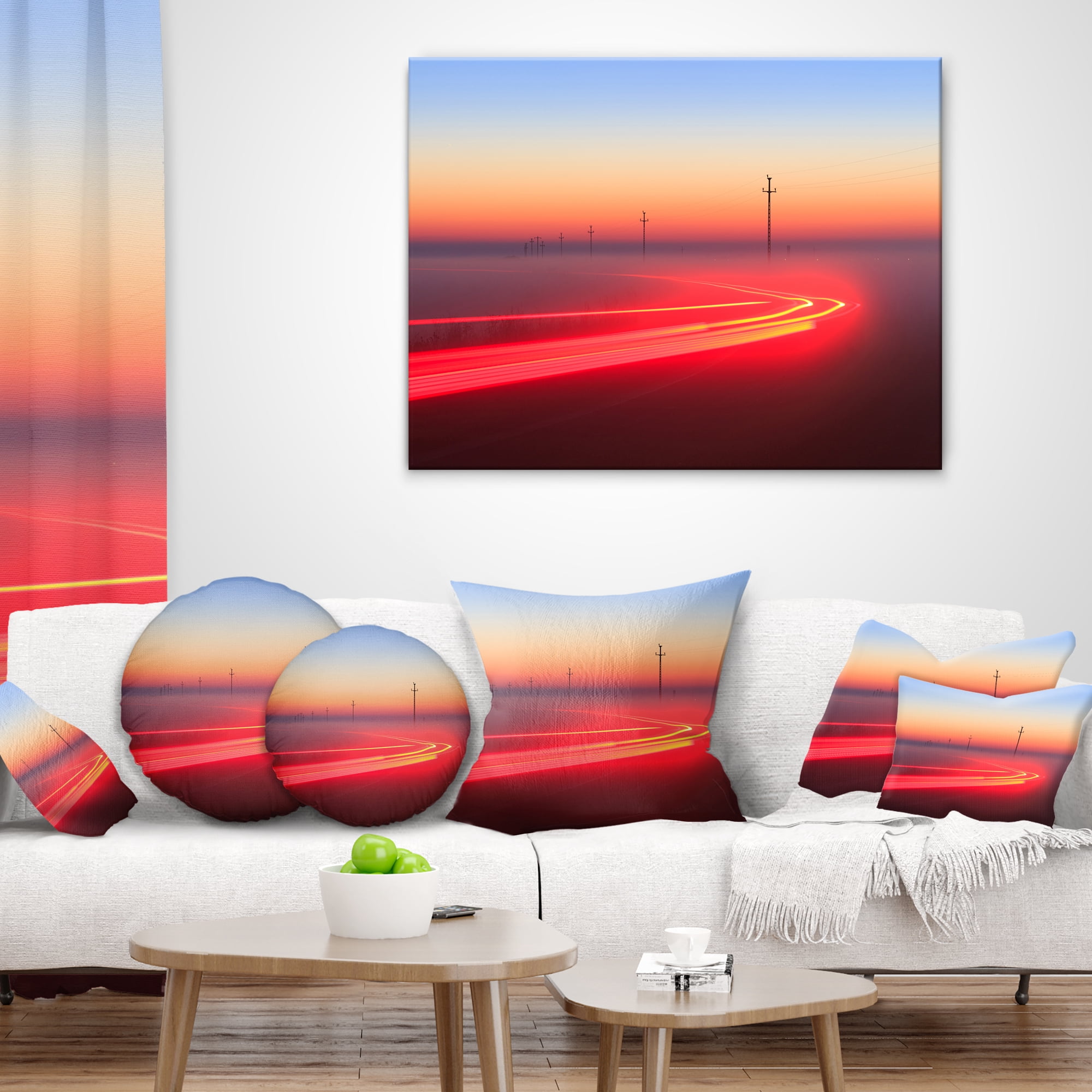 Designart Barcelona Street Traffic Trail - Throw Pillow - 16x16