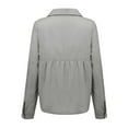 thumbnail image 4 of Fimkaul Women's Button Down Shirts Long Sleeve Casual Tops Fashion Loose Linen Solid Lapel T-shirt Blouse Grey S, 4 of 8