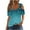 Sky Blue, variant on Turilly Off-The-Shoulder Tops for Women New Short Sleeve Cutout Casual Printed Top