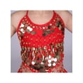 thumbnail image 5 of Alvivi Girls Spanish Bull Belly Dance Outfits Sparkle Metallic Crop Top with Long Swing Skirts Red&Black 10-12, 5 of 6