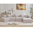 thumbnail image 5 of 140" Modern L-Shaped Sectional Couch for Living Room, No-Assembly Cloud Couch with Chaise, Boucle Modular Sofa, 4-Seat Boneless Foam-Filled Living Room Furniture, Gray, 5 of 9