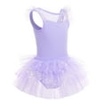 thumbnail image 2 of IBTOM CASTLE Kids Girls Glitter Star Leotard Sequin Ruffle Sleeve Ballet Dance Dress Ballerina Dancewear Gymnastics Outfit 5-6 Years Purple, 2 of 8