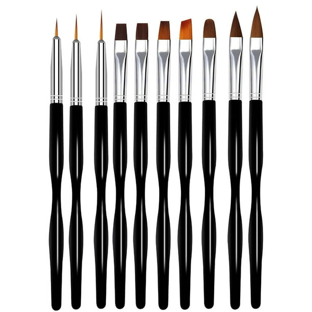 Juego De Bolígrafos Negros Para Decoración De Uñas, Bolígrafo De Pelo De Cristal Sin Cobertizo, Bolígrafo De Fototerapia, Bolígrafo De Dibujo De Lana De Nailon Fino, Tienda De Manicura, 10 Uds. Serendint CE002497-00