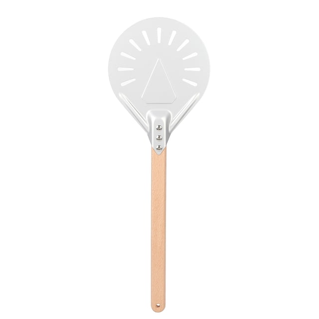 Espátula redonda para pizza con mango de madera extraíble de 41 cm, antideslizante y antiescaldadura (23 cm)