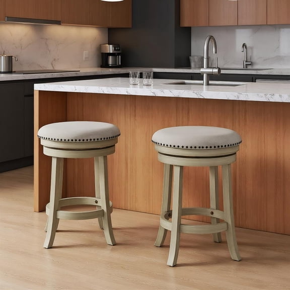 Topcobe 26.5" Swivel Bar Stools Set of 2 with Wooden Frame, Modern Furniture, Kitchen Chairs for Home