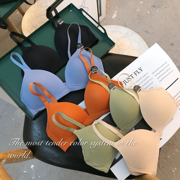 Women Seamless Bra No Wire Push Up Underwear Girls Students Breathable Thin 5 Colors Training Bras 2022470(AB) He Qiyong unisex