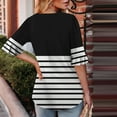 thumbnail image 4 of QUNYINEY Striped Womens Summer Tops Square Neck Casual Short Sleeve Shirts Loose Pullover Womens Shirts, 4 of 6