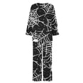 thumbnail image 5 of QIUOMBBP Womens Pajama Sets Halloween Funny Graphic Long Sleeve Pullover Matching Wide Leg Pants 2 Piece Outfits Plus Size Loungewear, Black, S, 5 of 6