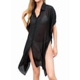 thumbnail image 3 of Women'S Chiffon Cardigan Cover Up with Half Sleeve Summer Sheer Beachwear Swimsuit for Bikini Black One size, 3 of 8
