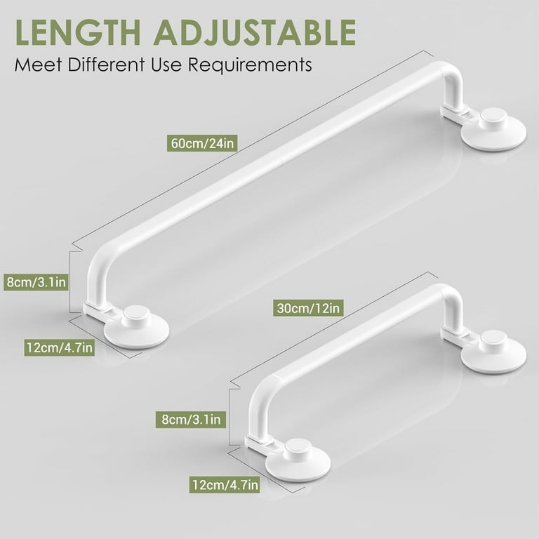 LUXEAR Suction Cup Towel Bar 24 12 Inch Adhesive Bathroom Towel Rack No Drill Hand Towel Holder with 5 Sliding Hooks Heavy Duty Waterproof Wall