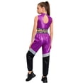 thumbnail image 2 of TiaoBug Kids Girls Jazz Hip Hop Street Dancing Outfit Sleeveless Sequin Crop Top with Dance Pants Set Purple 8, 2 of 7