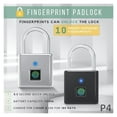 thumbnail image 2 of USB Rechargeable Door Smart Lock Fingerprint Padlock Quick Unlock Zinc alloy Metal High identify Security lock ,More Secure, 2 of 7