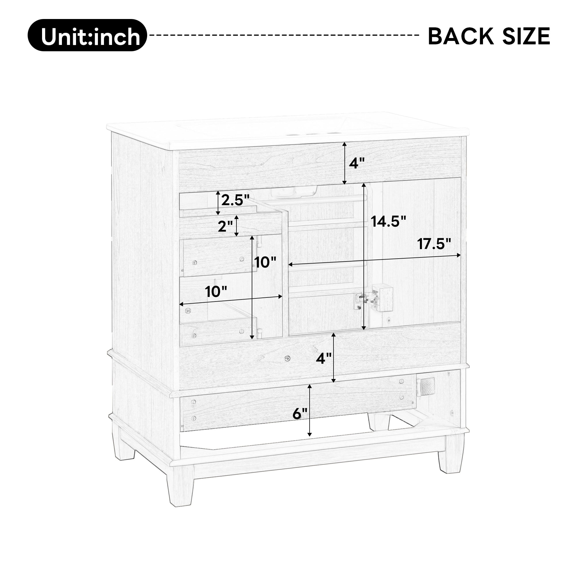DRNANLIT 30" Bathroom Vanity with Ceramic Sink, Freestanding Natural Wood Grain Cabinet, Solid Rubberwood Legs