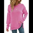 thumbnail image 1 of Sudaderas Holgadas de Larga para Mujer, de Canalé, con Abertura Lateral y Dobladillo Alto y Bajo, para Otoño Rosa Roja L, 1 of 7