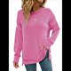 thumbnail image 1 of Sudaderas Holgadas de Larga para Mujer, de Canalé, con Abertura Lateral y Dobladillo Alto y Bajo, para Otoño Rosa Roja M, 1 of 7