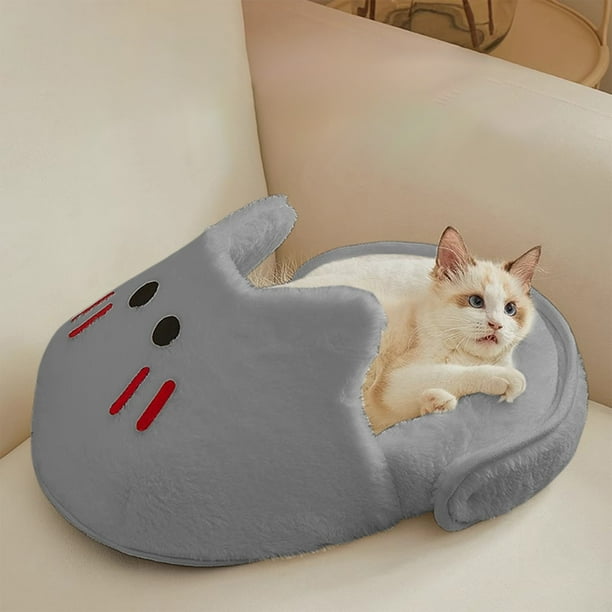 RKSTN Cat Bed Semi-Enclosed Cat Nest Warm Slippers Nest Four Seasons General Dog Nest Pet Bed Cat Sleeping Bag Large Gray