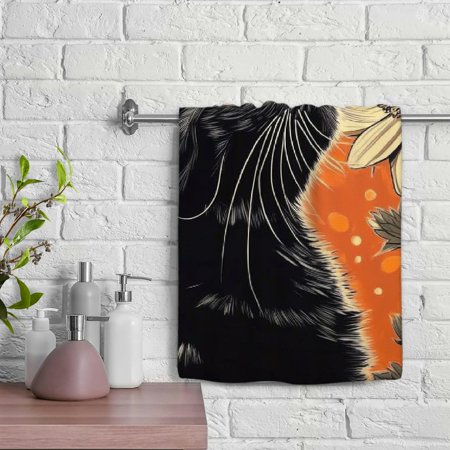 ZFLMY Cute Cat Funny Kitchen Towels 100% Polyester Hand Towel Microfiber Towels for Kitchens Bathrooms Showers 29.5x13.8 inches 29.5x13.8in