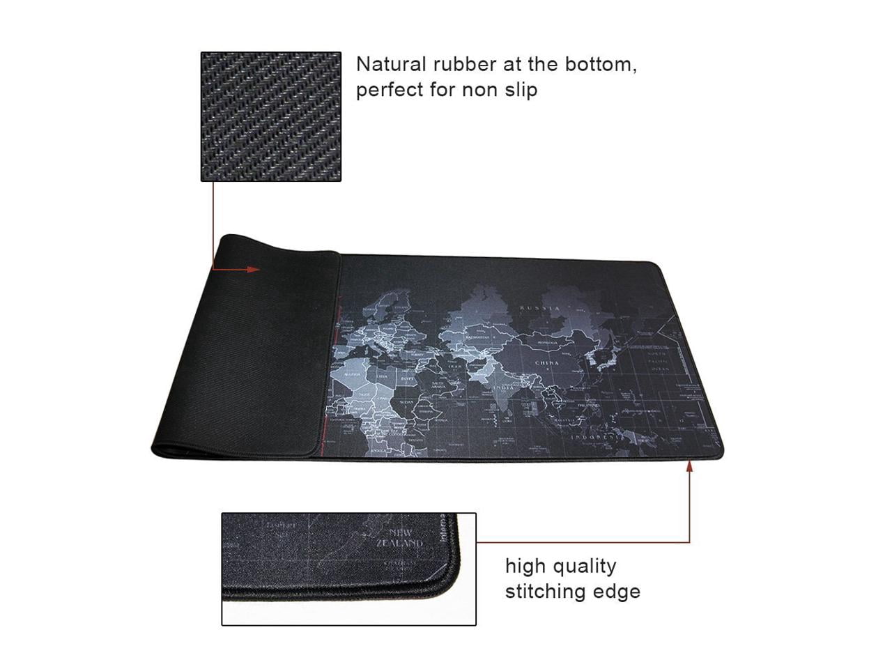 AUBEAMTO Extended XXXL-Size Gaming Mouse Pad - 35.5"x15.8"x0.08" Dimension - Portable with Extended XL Size - Non-slip Rubber Base - Special Treated Textured Weave with Precision Control (worldmap)