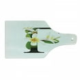 thumbnail image 1 of Letter F Cutting Board, Frangipani Lively Green Leaves Vibrant Color Floral Letter F Alphabet Art, Tempered Glass Cutting and Serving Board, Wine Bottle Shape, Yellow Green Black, by Ambesonne, 1 of 1