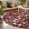 thumbnail image 3 of Round Area Rugs 3.3Ft, Red White Floral Non-Slip Washable Circle Rugs Carpet, Farmhouse Retro Botanical Leaves Indoor Outdoor Rug Floor Mats Throw Runner for Bedroom Living Room Bathroom, 3 of 8