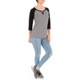 thumbnail image 3 of Athletic Works Women's Athleisure Split Neck Baseball T-shirt, 3 of 5