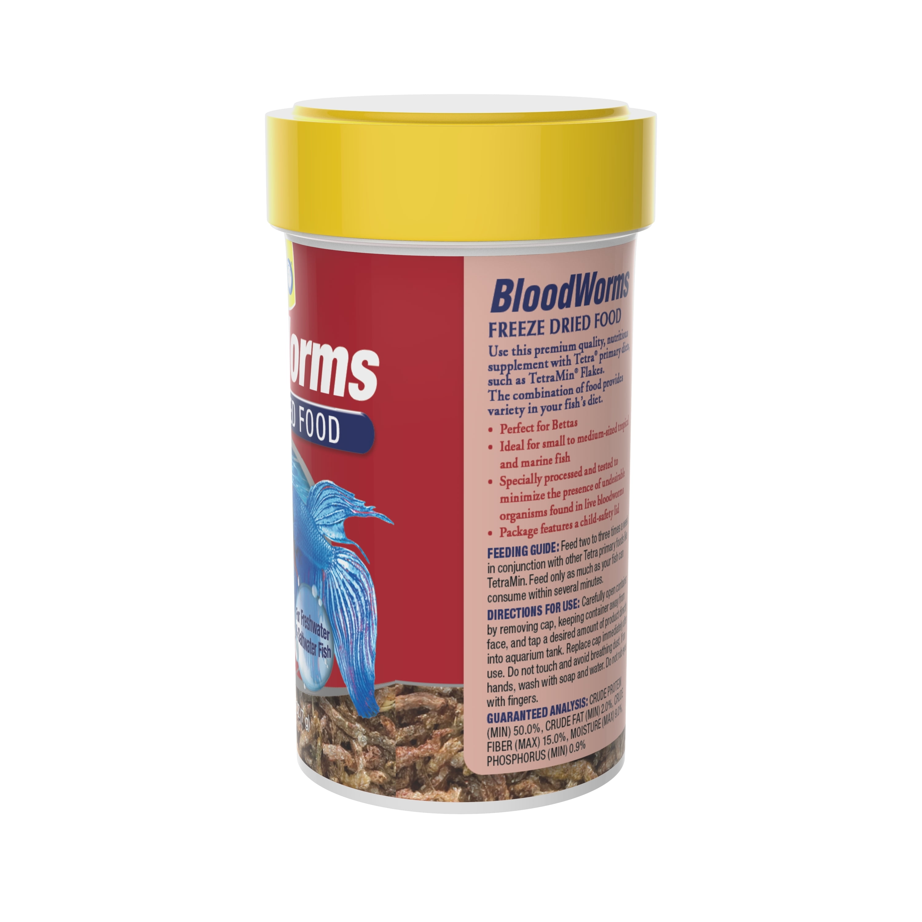 Tetra 046798783688 0.25 oz Tetra Bloodworms Freeze-Dried Fish Food