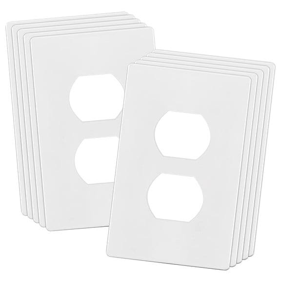 ENERLITES Screwless Duplex Wall Plates, Child Safe Receptacle Outlet Covers, Size 1-Gang, Unbreakable Polycarbonate Thermoplastic, UL Listed, SI8821-W-10PCS, White, 10 Pack