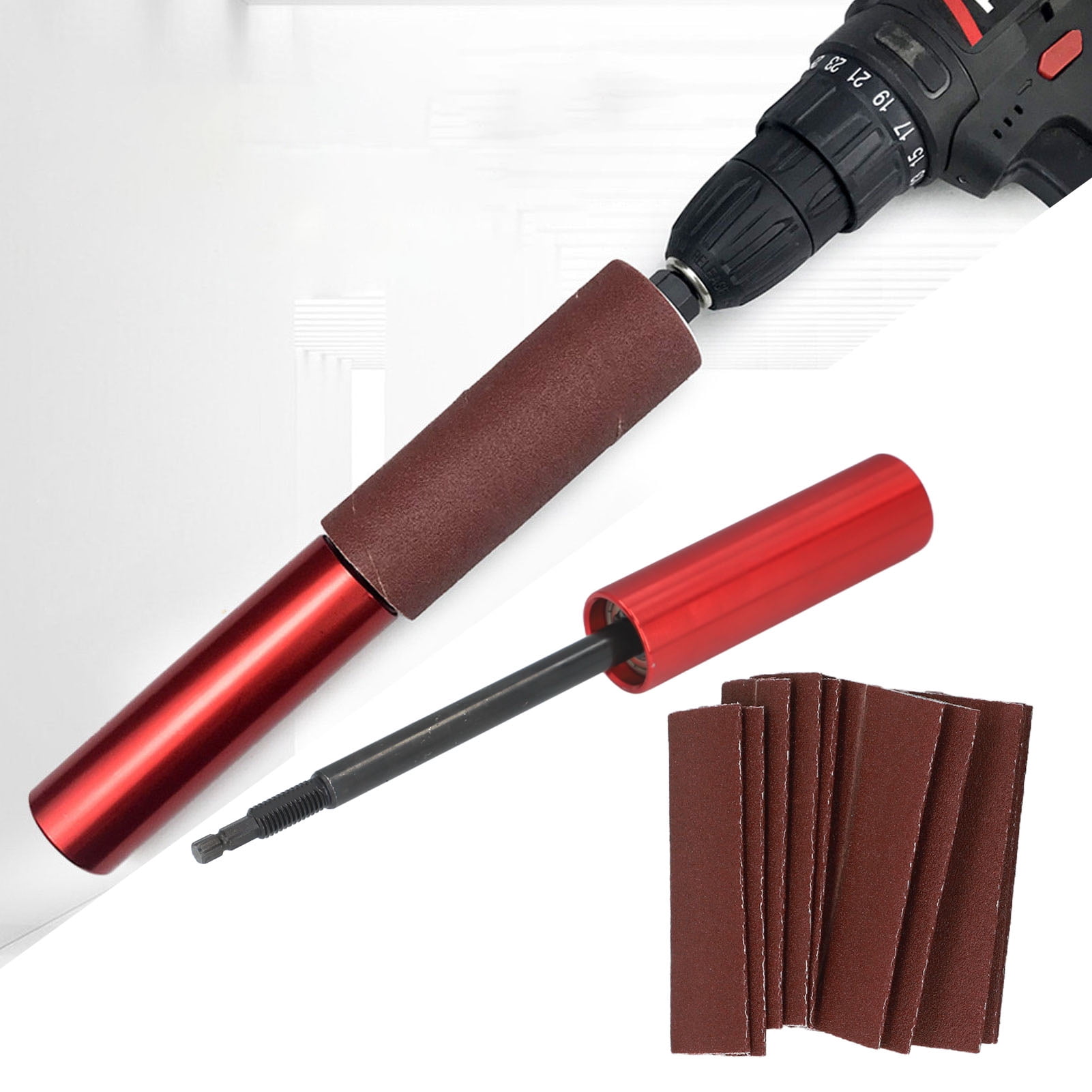 Riousery Spindle Sander Adapter 3/8in Mandrel Aluminum Alloy Drill Sanding Mandrel Kit for Wood Metal Plastic Glass and Stone Polishing, 13-Piece Set for Dremel Rotary Tools
