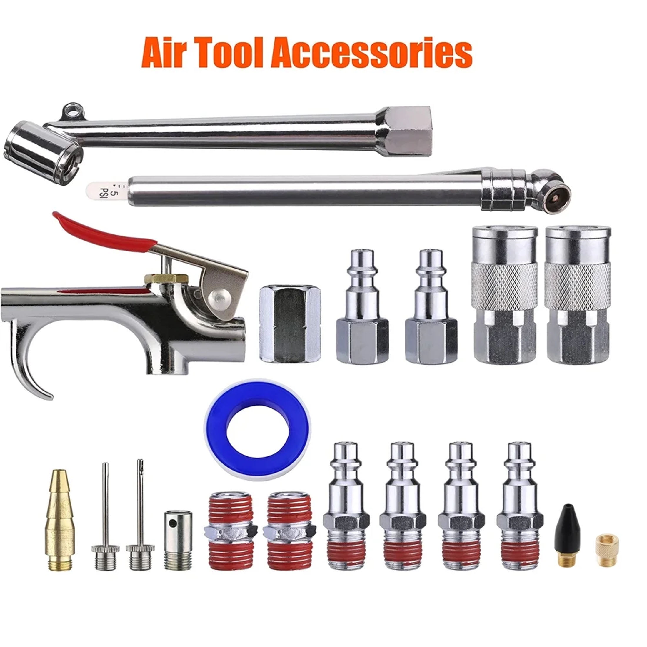 22 Pcs Air Compressor Kit, 3/8 inch X 25 ft PVC Hose, Air Tool Accessories, 1/4 inch Fitting