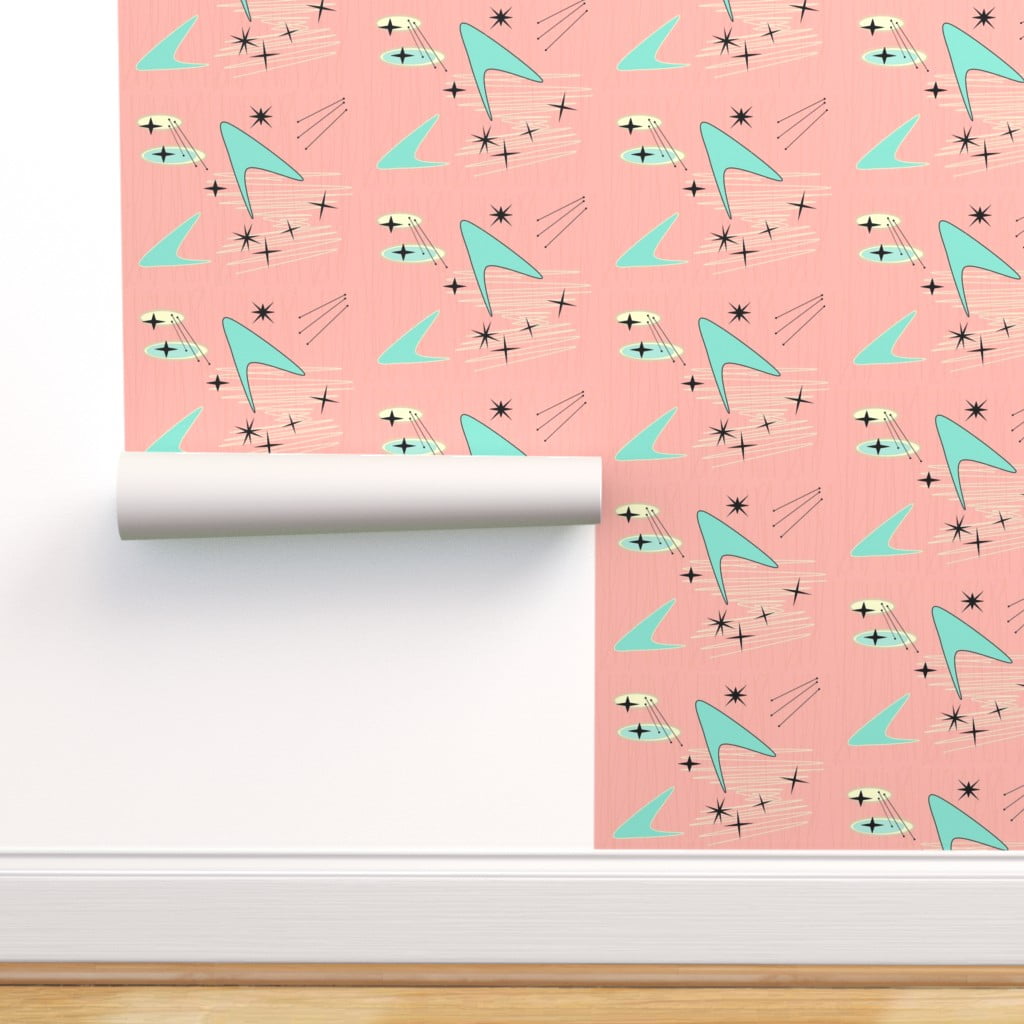 Wallpaper Roll Mid Century Mod Pink Retro Dots Abstract Pastel 24in x 27ft
