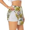 thumbnail image 2 of Haiem Bird Sunflowers Women's 2 in 1 Running Shorts - Lightweight Athletic Workout Gym Yoga Breathable Sports Shorts Liner with Phone Pockets-Medium, 2 of 9