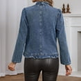 thumbnail image 5 of Womens Jackets Women's Outerwear Women's Denim Jacket Long Sleeve Frilly Hem - Lightweight Top For Daily Versatile Styling, Autumn Winter Outerwear, 5 of 8