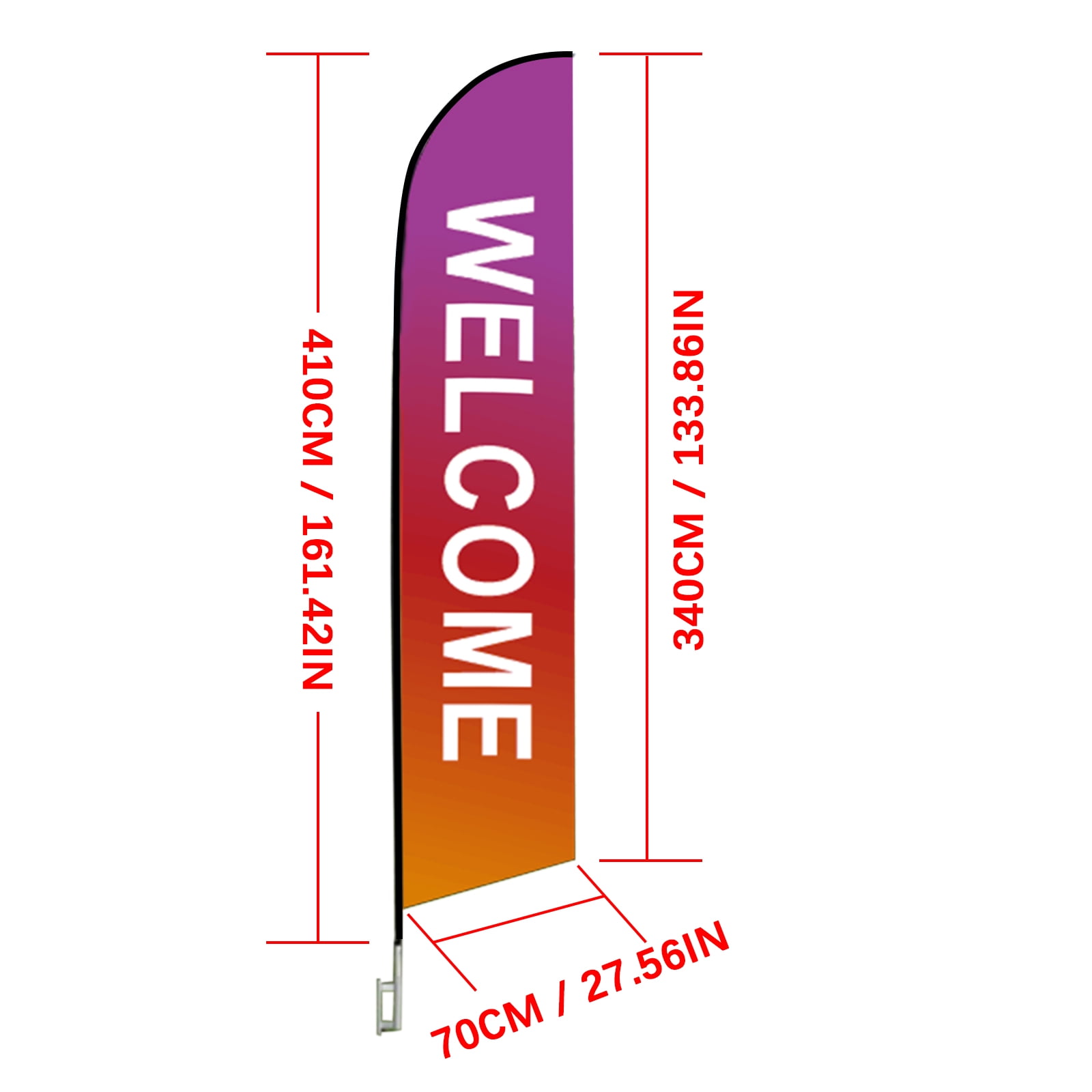 2 Pack Welcome Feather Flag Pole Kit 15 Feet Advertising Flags Business Signs for Outside, Welcome Theme Feather Flags Green & Orange + Purple Gradient, Welcome Flag Banner
