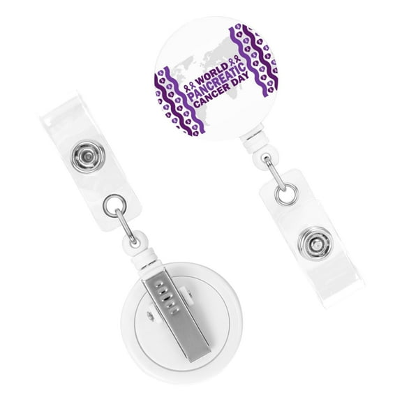 I Wear Purple For Pancreatic Cancer Awareness Badge Reel Retractable Badge Clip Id Card Name Tags Holder Gifts For Nurse Teacher Office Employees Doctors