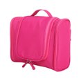 thumbnail image 2 of Bolsa de almacenamiento de artículos de tocador con 3 aberturas, gancho colgante impermeable, bolsa de maquillaje y cosméticos de viaje de gran capacidad, color rojo rosa, 2 of 5