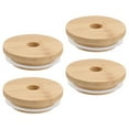 thumbnail image 2 of MasteelfCA 4 Pcs Couvercles de Bocaux Mason avec Trou pour Paille Couvercles en Bambou Réutilisables pour Verre de Canette de Bière, 2 of 8