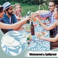 thumbnail image 2 of decorUhome Vinyl Tablecloth with Flannel Backing Rectangle, Waterproof Plastic Table Cover for Dinner, Picnic, Indoor and Outdoor(Blue Leaves, 60" x 120"), 2 of 7