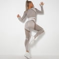 thumbnail image 3 of Mchoice Women's Workout Sets Athletic Outfit Yoga 2 Piece Workout High Waist Leggings with Long Sleeve Crop Top Set,On Clearance, 3 of 6